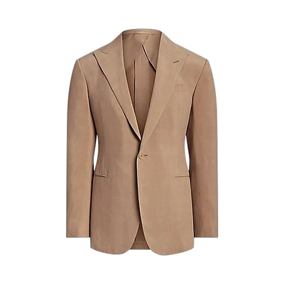 NUEVO SIN ETIQUETAS RALPH LAUREN Etiqueta Púrpura Hombres Kent Chaqueta Hecha a Mano 40R Tostado Seda Shantung Foto 1 de 4