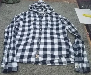 Hollister Hemd Kariert Mit Kapuze Blau-Weiß Gr L 59cm Weite - Bild 1 von 6