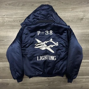 Chaqueta de recuerdo coreana vintage para hombre grande P-38 Sukajan satinado bombardero capucha de buceo - Imagen 1 de 9