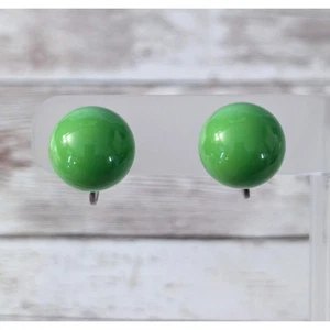 Vintage Ohrringe zum Anschrauben - 5/8" grüne Kugel - Bild 1 von 6