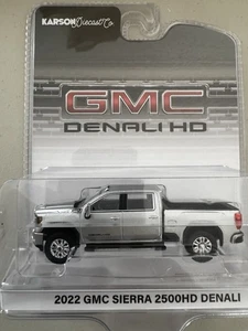 1:64 Greenlight 2022 GMC Sierra 2500 HD Denali Quick Silver Metallic Karson Excl - Picture 1 of 5