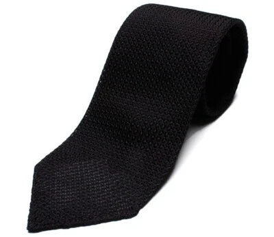 DRAKE'S London tie (FHG80R-06654-14) Grenadine Handrolled solid tie BLACK - Image 1 of 4