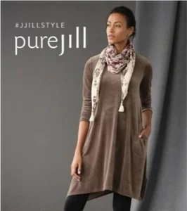 J. Jill Pure Jill Mocha Velour Swing Dress Women's Size Small Petite - Picture 1 of 10