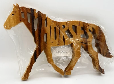 Horse Jigsaw Puzzle Handmade Wooden Statue Artisan High Quality 8 x 5.5 x .75 in - Image 1 of 4