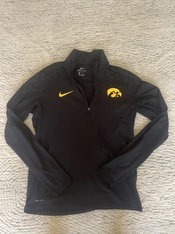 Iowa Hawkeyes Pullover Mens Medium Black Nike Quarter Zip Sweatshirt Dri Fit Cover