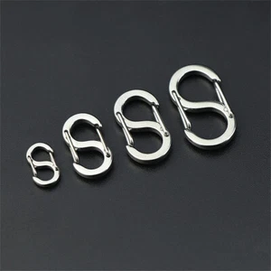 Stainless Steel Hanging Buckle EDC 8-shape S-shape Hook Clasp For Keychain Ring - Picture 1 of 15