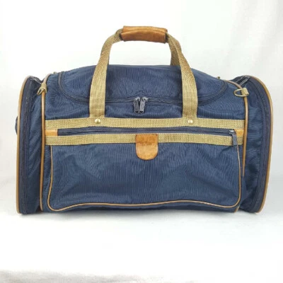 Hartmann Azul Marino Nylon con Borde de Cuero Fin de Semana Llevar 21 x 12 x 12" Foto 1 de 4