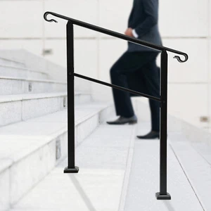 Kohlenstoffstahl Handlauf Treppengeländer passend 1-3 Stufen Handlauf Outdoor Deck Handlauf - Bild 1 von 48