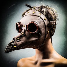 Plague Doctor Mask Halloween Costume Bird Long Nose Beak Leather Steampunk Brown