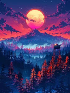 Mountain Diamond Painting Kits for Adults, 5D Sunset Diamond Art Kits for Beginn - Picture 1 of 7