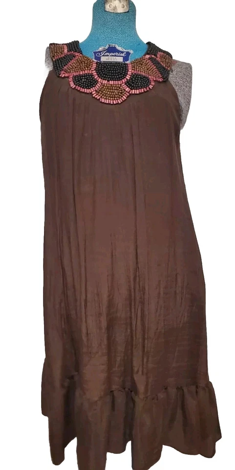 Vestido Tiana B Rayón/Poliéster Forrado Escote Cuentas Talla M Usado Foto 1 de 4