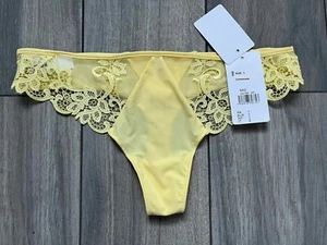 SIMONE PERELE SAGA LACE MESH THONG, LEMONADE, NWT $60, 1 (XS) - Picture 1 of 2