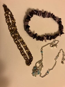 vintage estate lot of three chain bracelet. rhinestone - Picture 1 of 3