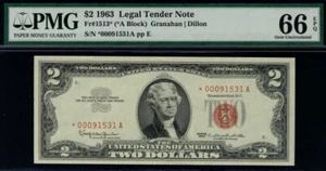 MALACK $2.00 1963 PMG 66 EPQ Star note. Beautiful color! pm0040 - Picture 1 of 1