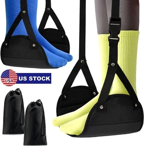 2× Portable Travel Foot Rest Relax Travel Hammock Carry Flight Leg Airplane Pad - Picture 1 of 19