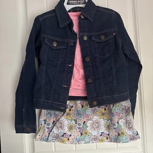 NEW Limited Too Girls Size 8 Pretty 3 Piece Skirt Set With Denim Jacket - Picture 1 of 4