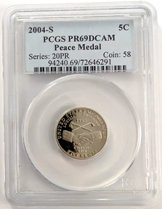 2004 S Peace Medal Jefferson Nickel Graded PR69 Ultra Cameo by PCGS - Picture 1 of 2
