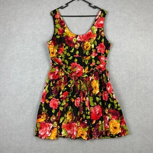 Princess Highway Dress Womens 16 Colourful Floral Pleated Tie Waist Pure Cotton - Picture 1 of 6