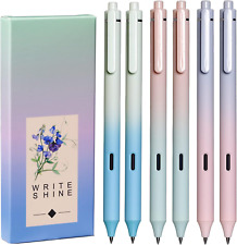 Cute Pens Fine Point Smooth Writing,Color Gradient Barrel,Silent Retractable Des