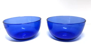 *Vintage Cobalt Blue Glass Soup/Cereal /Salad Bowl 5.75" Set of 2 - Picture 1 of 8