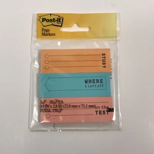 Post-it Page Markers 0.9"x 2.8”- 3 Assorted Colors 50 Each 150 Total Count Study - Picture 1 of 4