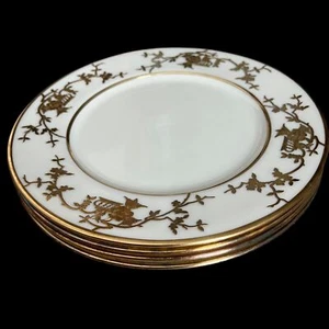 4 Lenox Prunus/Mandarin Gold Wash Sterling Silver Overlay Dinner Plates ca.1906 - Picture 1 of 6