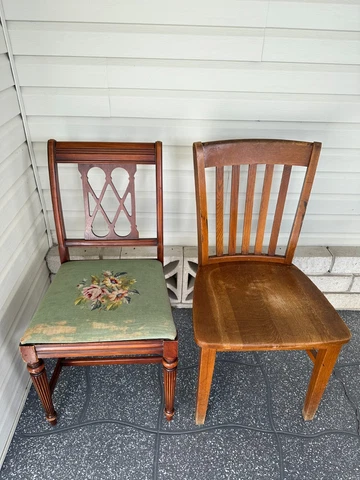 Antique Solid Cherry Wood Needle Point Tapestry Side Chair & Murphy Chair Cover