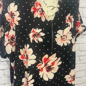 Maurice's Black Polka Dot Floral Blouse - Women's XL - Picture 1 of 5