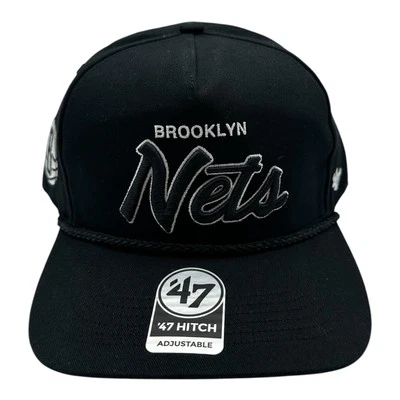 '47 Brand Hitch Brooklyn Nets Hat Cap Snapback Black Rope Script Adjustable NBA - Image 1 of 4