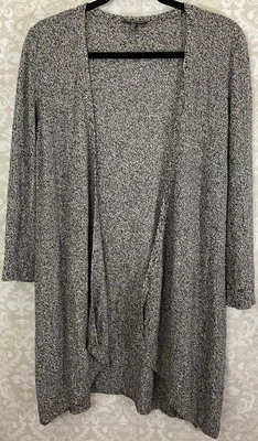 Cárdigan suéter grande Petite LP negro blanco largo EILEEN FISHER para mujer Foto 1 de 4
