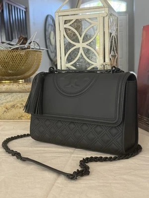 Tory Burch Fleming Matte Shoulder Bag - Black - Image 1 of 4
