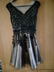 Abendkleid 36 Schwarz Gold Spitze Ungetragen Neu - Bild 1 von 5