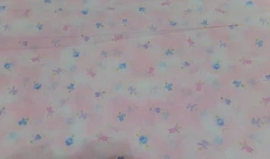 4 Yards Muted Pink Blue Purple Children's Cotton Blend Fabric Unused Uncut Kids - Picture 1 of 3