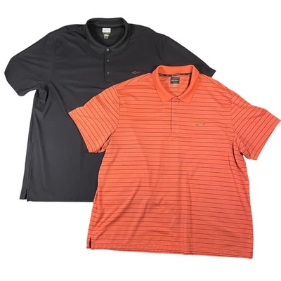 Greg Norman For Tasso Elba Golf Polo Shirts (2) 3XL Orange Peach Black Play Dry - Image 1 of 4