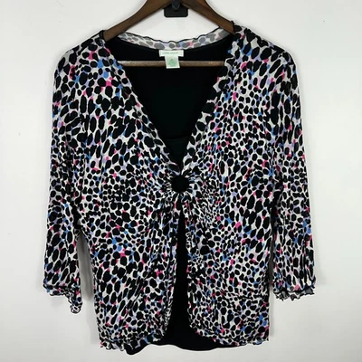 Топ женский Laura Ashley XL с анималистическим принтом многослойный собранный в рюш капризный богемный вычурный Y2K - Изображение 1 из 4