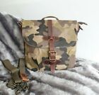 Camo Pouch Waterproof Waxed Canvas Leather Crossbody Shoulder Unisex Travel Bag