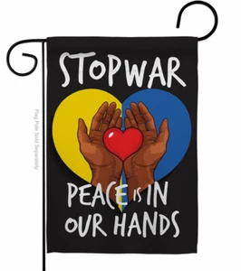 Stop War Peace our Hands Ukraine Garden Flag Support Decorative Gift Yard Banner - Picture 1 of 18