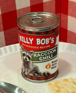 2 x FUNNY REDNECK Raccoon CHILI Soup CAN LABELS - Joke Gag Country Birthday GIFT