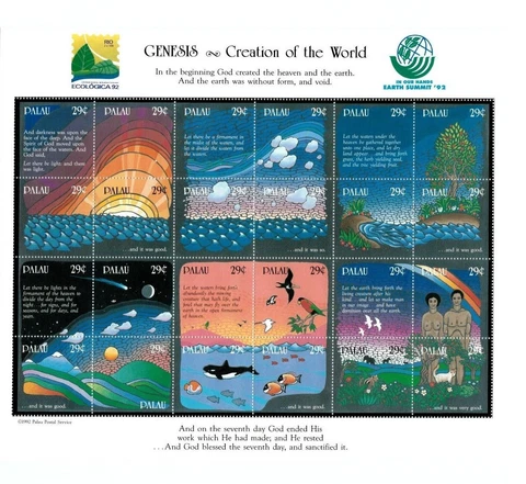Palau - 1992 - Bible Stories Creation Of The World - Sheet of Twenty Four - MNH Cover