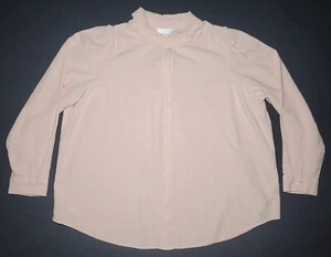 Lauren Conrad Womens Long Sleeve Peach Orange Button Up Blouse Size 1X - Picture 1 of 14