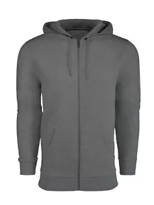 Men's Athletic Lightweight Fleece Zip Up Hoodie Charcoal Sweater Jacket - S - Picture 1 of 1
