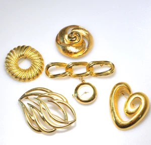 vtg to now all Signed Monet Gold Tone watch charm heart Brooch LOT HL1 - Picture 1 of 14