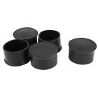 5 Pcs Black Rubber Chair Table Feet Pipe Tube Tubing End Caps 60mm Round
