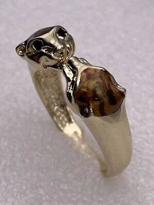 Golden Clef,  14k Yellow Gold Dual Jaguar Leopard Ring, Size 8, 1758AR Arezzo - Image 1 of 4