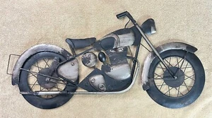 Large Motorcycle Metal Wall Decor3D Look Art/Sculpture 25" X 12" Rustic - Picture 1 of 2