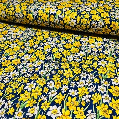 Daffodil Fabric A Year in the Meadow December Hoffman 5962 BY THE YD 100% Cotton - Image 1 of 4
