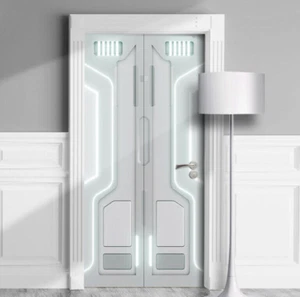 Futuristic Spacecraft Door Mural, Starship Wrap. Laminated Decal. Single Piece - Picture 1 of 17