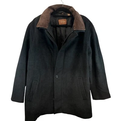 XXL Tasso Elba Coat Jacket Mens Wool Cashmere Button Full Zip Black Brown - Image 1 of 4