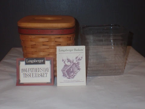 Longaberger Father's Day TISSUE BASKET Lid & Protector 1994 Cover