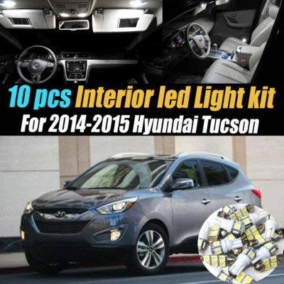 Paquete de kit de luces LED interiores de auto súper blancas de 10 piezas para Hyundai Tucson 2014-2015 Foto 1 de 4